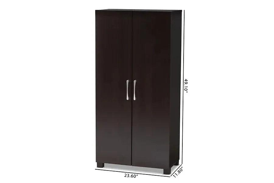 Emory Wenge Dark Brown Finished 2-Door Wood Entryway Shoe Storage Cabinet