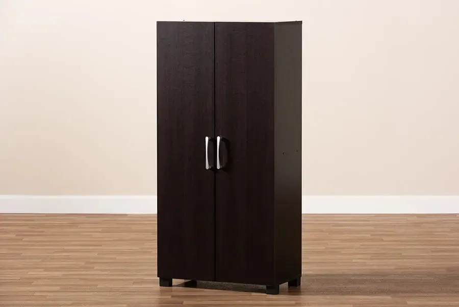 Emory Wenge Dark Brown Finished 2-Door Wood Entryway Shoe Storage Cabinet