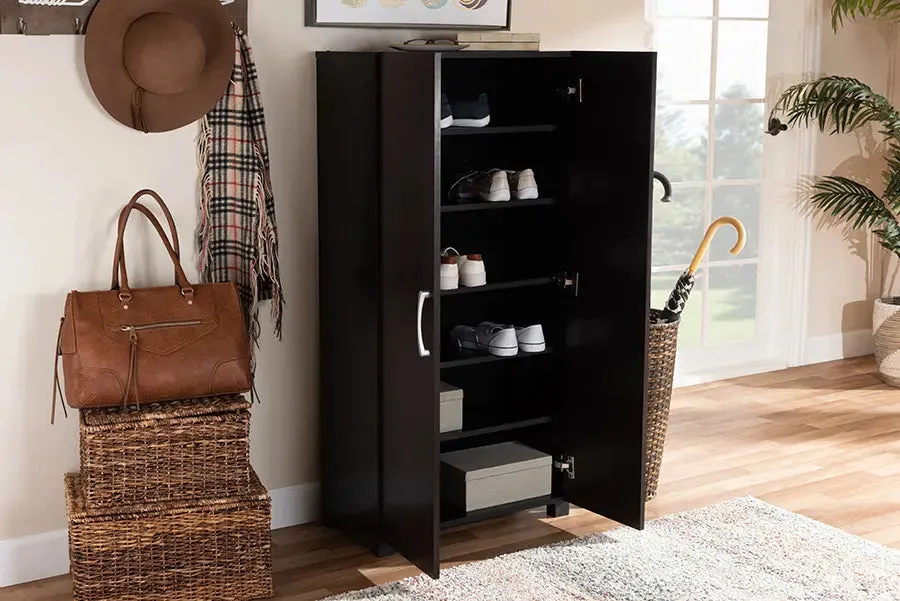 Emory Wenge Dark Brown Finished 2-Door Wood Entryway Shoe Storage Cabinet