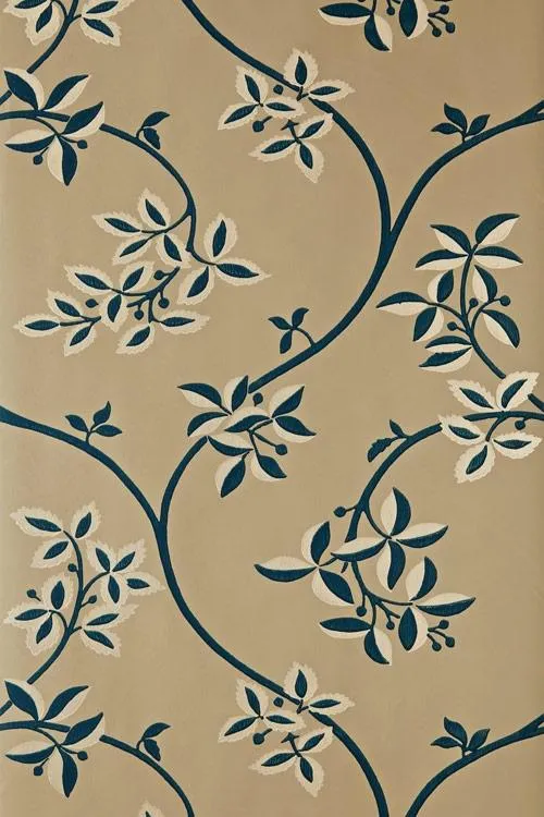 Farrow & Ball Wallpaper Ringwold BP1649 Midnight Blue / Caramel