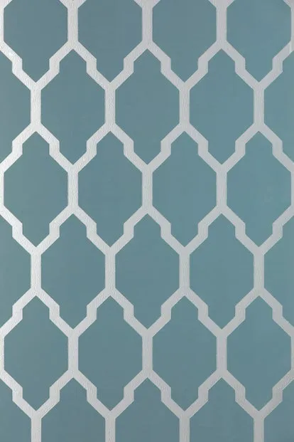 Farrow & Ball Wallpaper Tessella Blue/Silver BP 3614