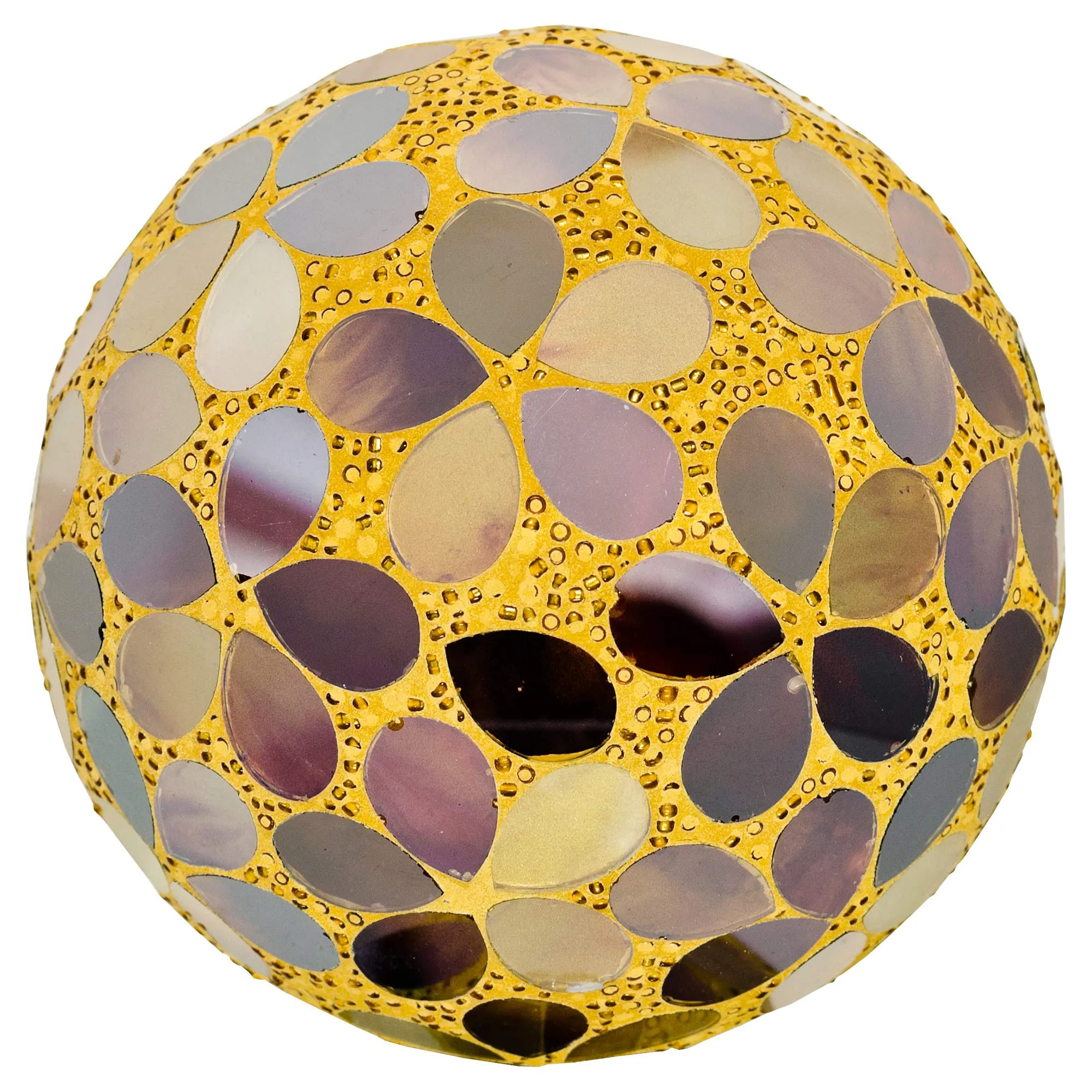 Febland Amber Flower Tile Mosaic Decorative Ball 10.5cm, Small