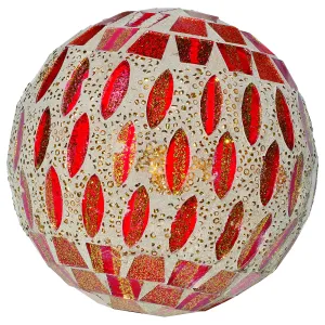 Febland Red Tile Mosaic Decorative Ball 10.5cm, Small