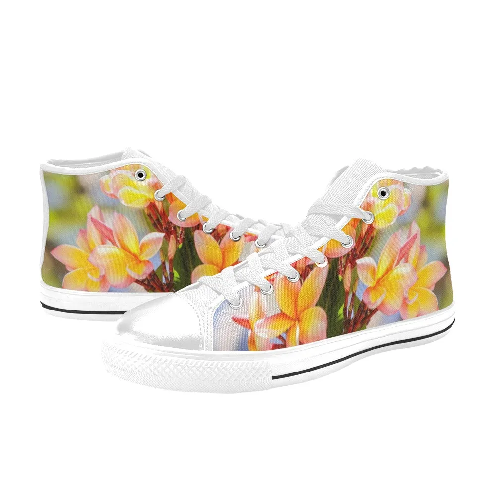 Fresh Frangipanis High Top Canvas Women's Shoes