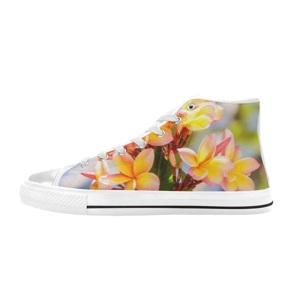 Fresh Frangipanis High Top Canvas Women's Shoes