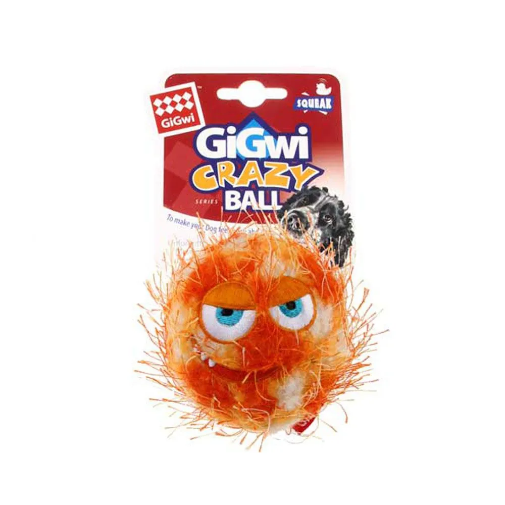 'GiGwi Crazy Ball' with foam rubber ball and squeaker Medium- (Orange)