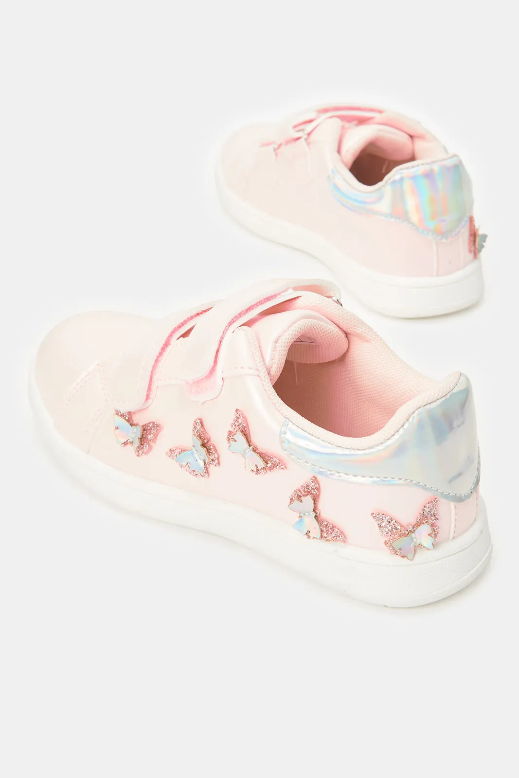 Girls Pink Butterfly Velcro Sneaker