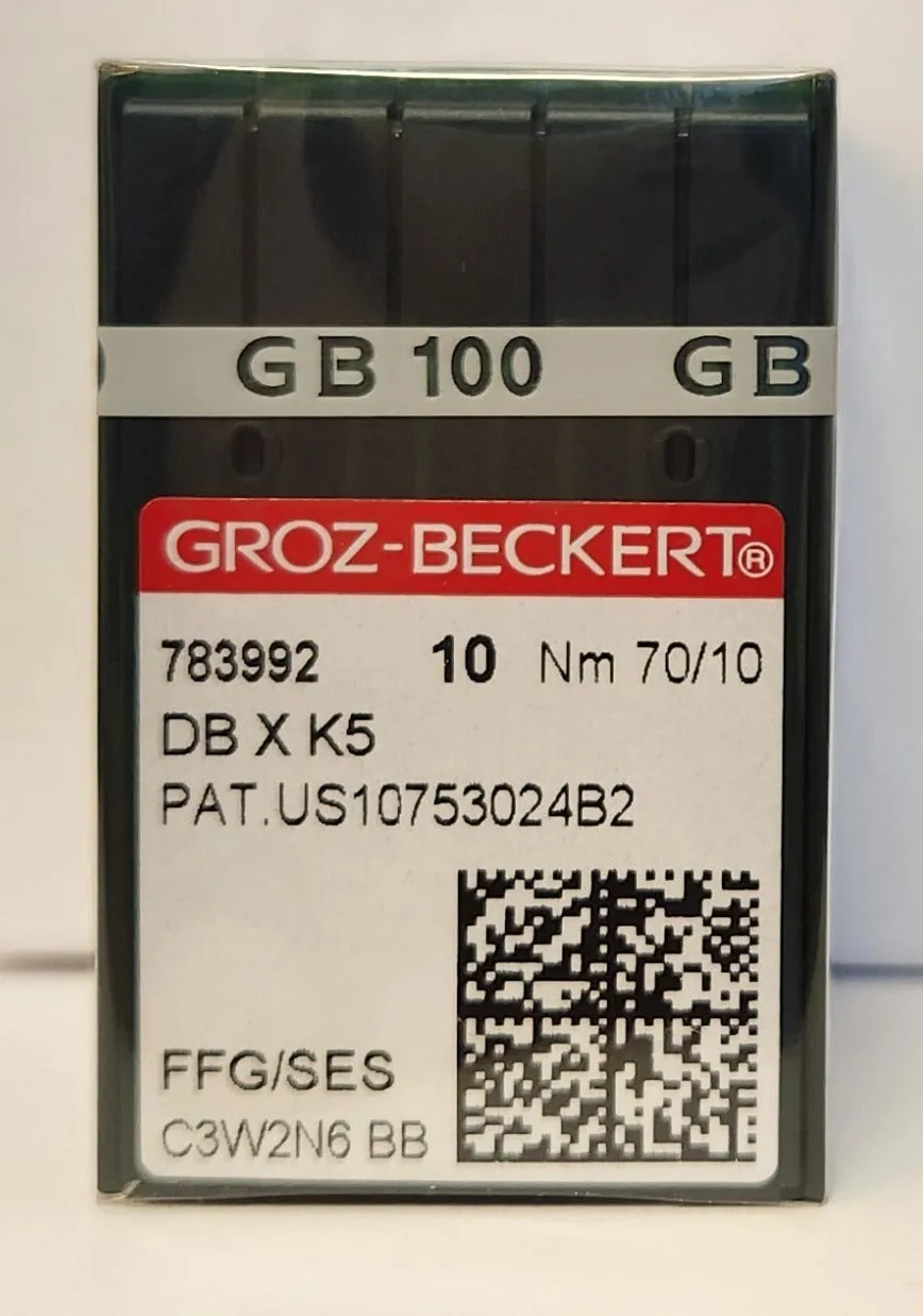 Groz Beckert GB-DBXK5FFG | Round Shank | Large Eye | Ball Point | Commercial Embroidery Needle | Chrome | 100/bx