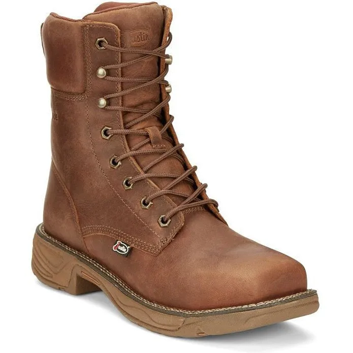 Justin Men's Rush 8" Nano CT Waterproof Western Work Boot -Brown- SE468