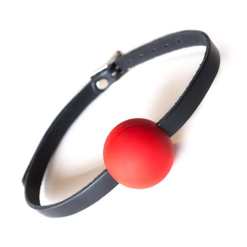 KinkLab Red Silicone Ball Gag w/ Leather Strap