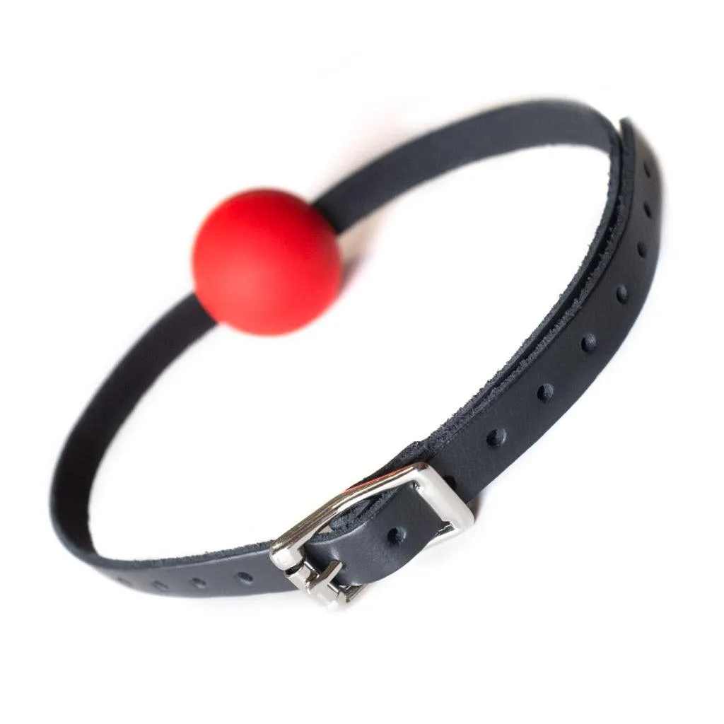 KinkLab Red Silicone Ball Gag w/ Leather Strap