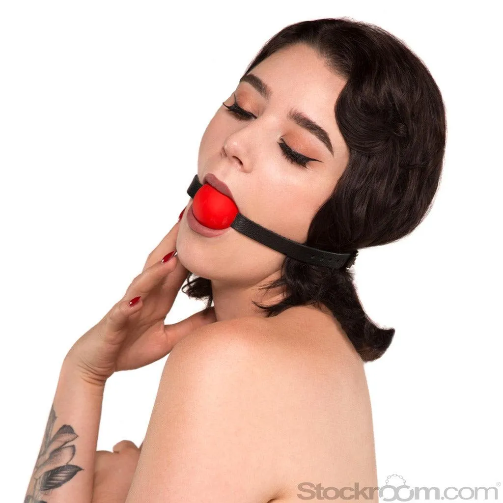 KinkLab Red Silicone Ball Gag w/ Leather Strap