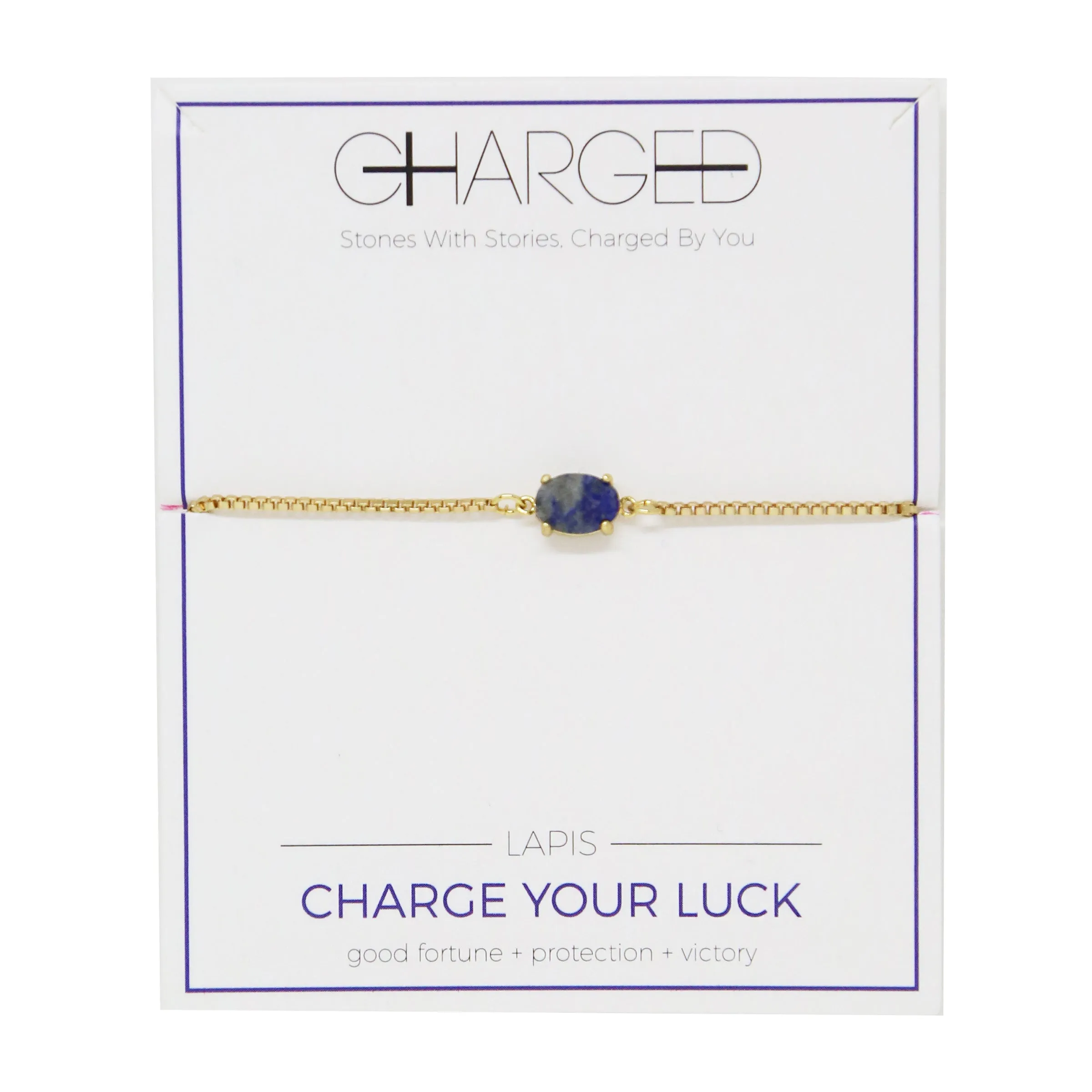 Lapis & Gold Adjustable Chain Bracelet