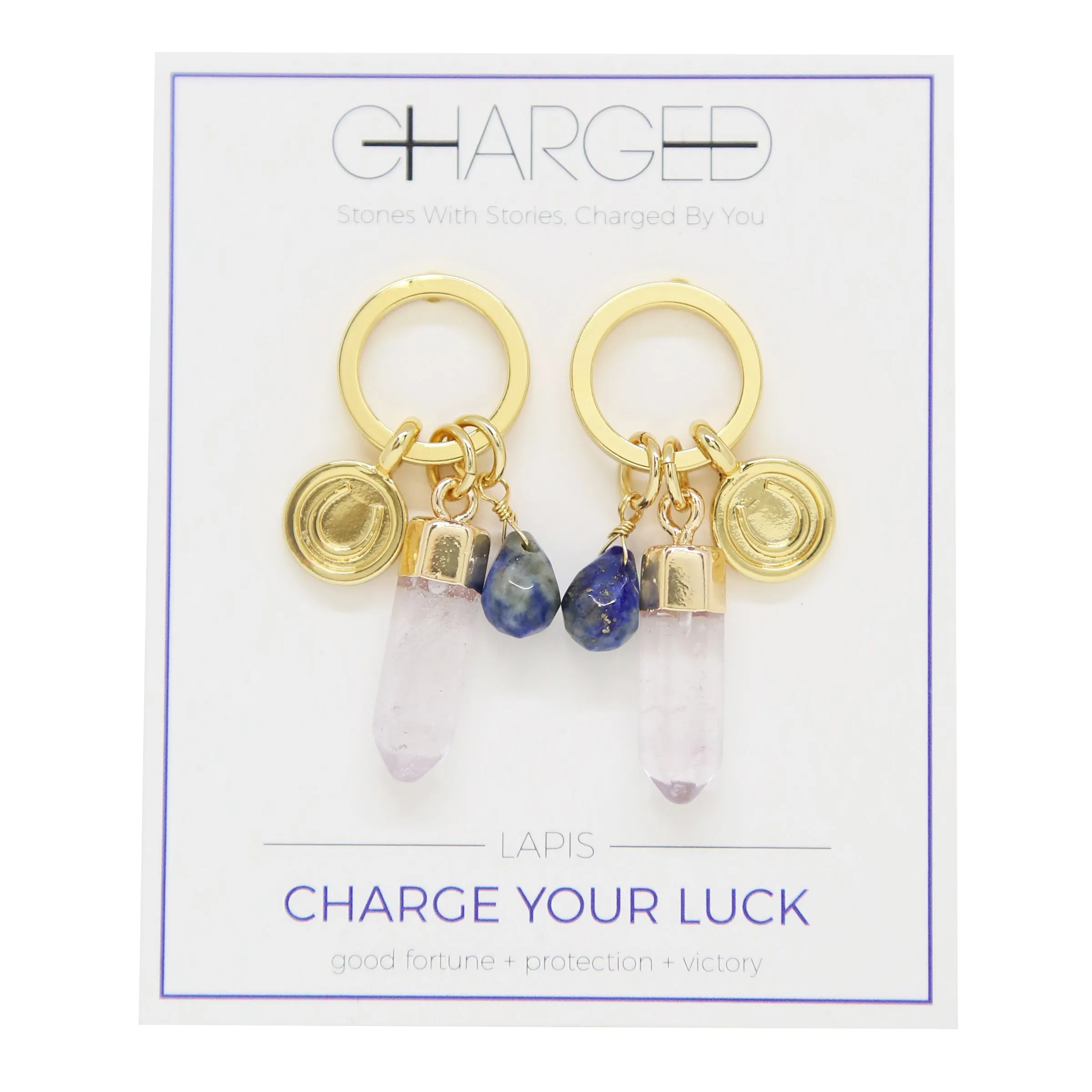 Lapis & Gold Charm Earrings