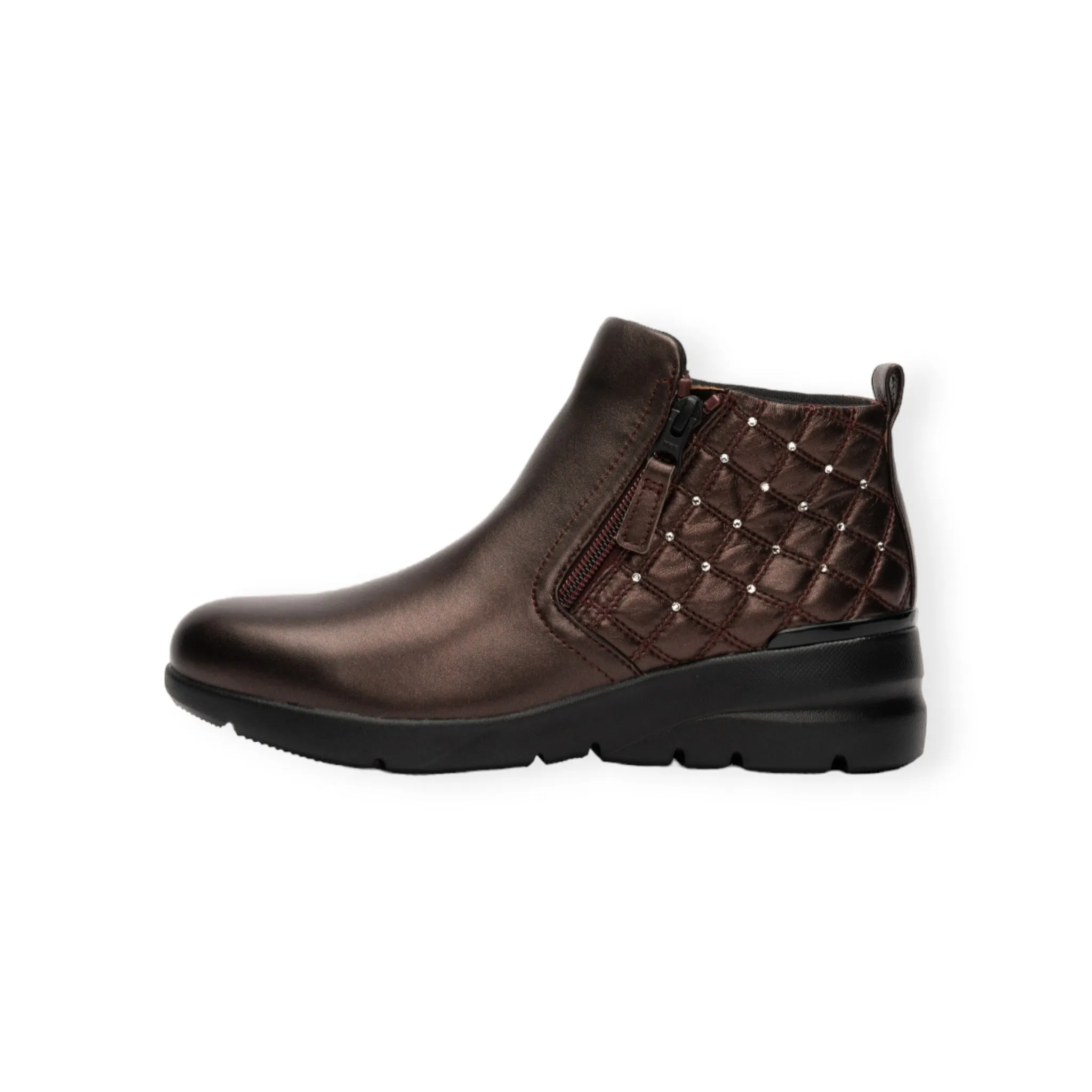 Lightweight Soft Sheepskin quilted design boots with Swarovski crystal glass decoration #FJ104