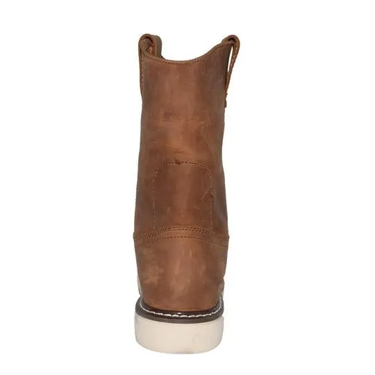 Men's 8" Side Zipper Pull On Wellington Leather Boots