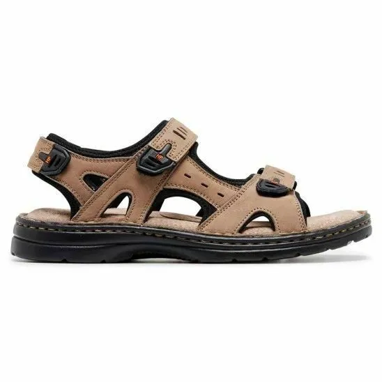 Mens Hush Puppies Simmer Brown Greystone Grey Tan Sandals Leather Shoes