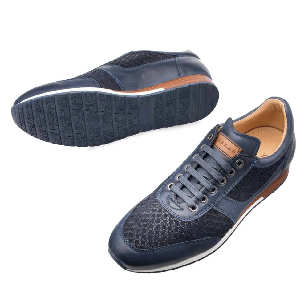 Mezlan Maxim Blue Calfskin & Suede Men’s Sneakers