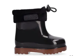 Mini Melissa Toddler Girls Black Cuffed Rain Boot