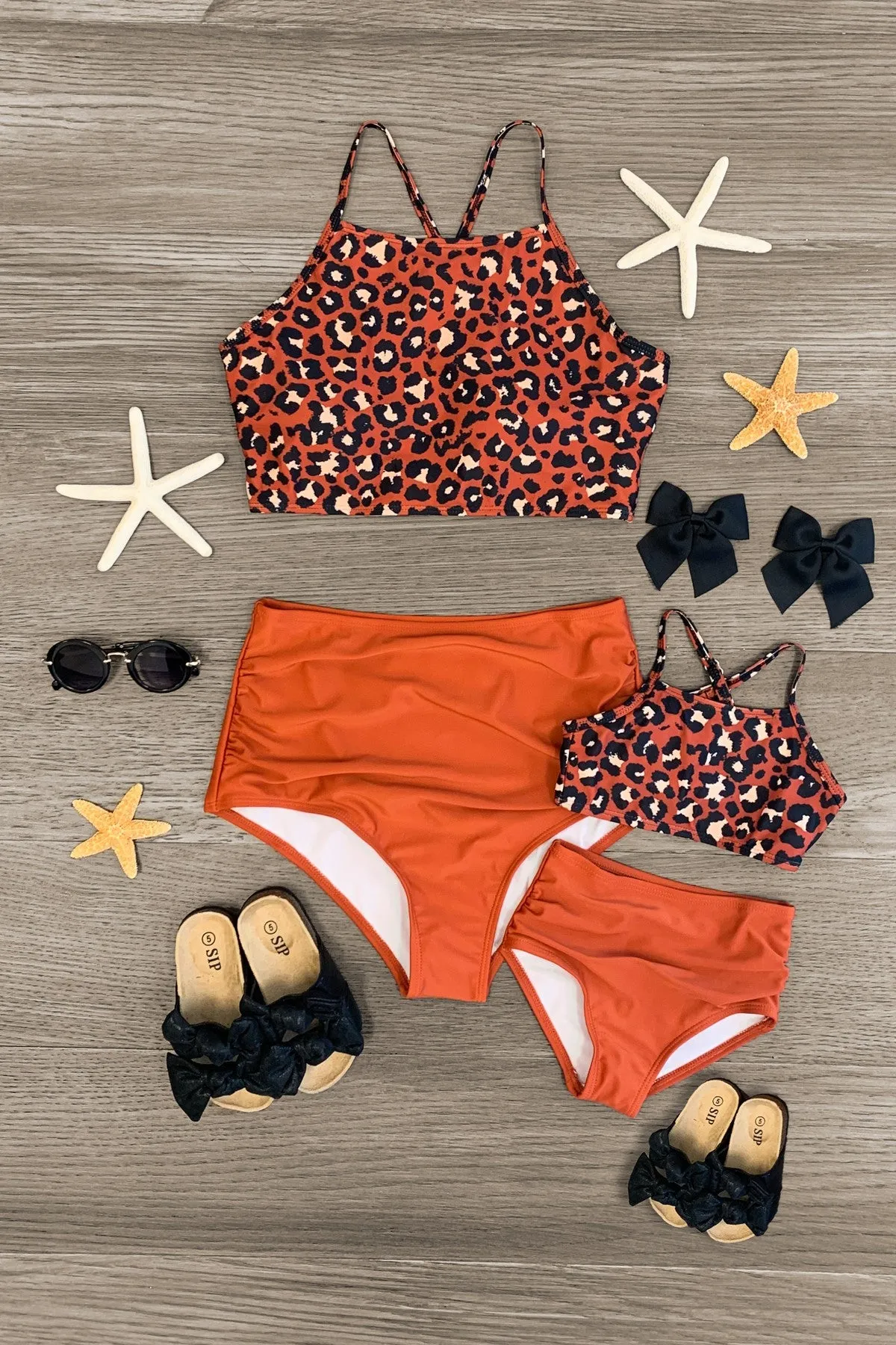 Mom & Me - Burnt Orange Cheetah Bikini