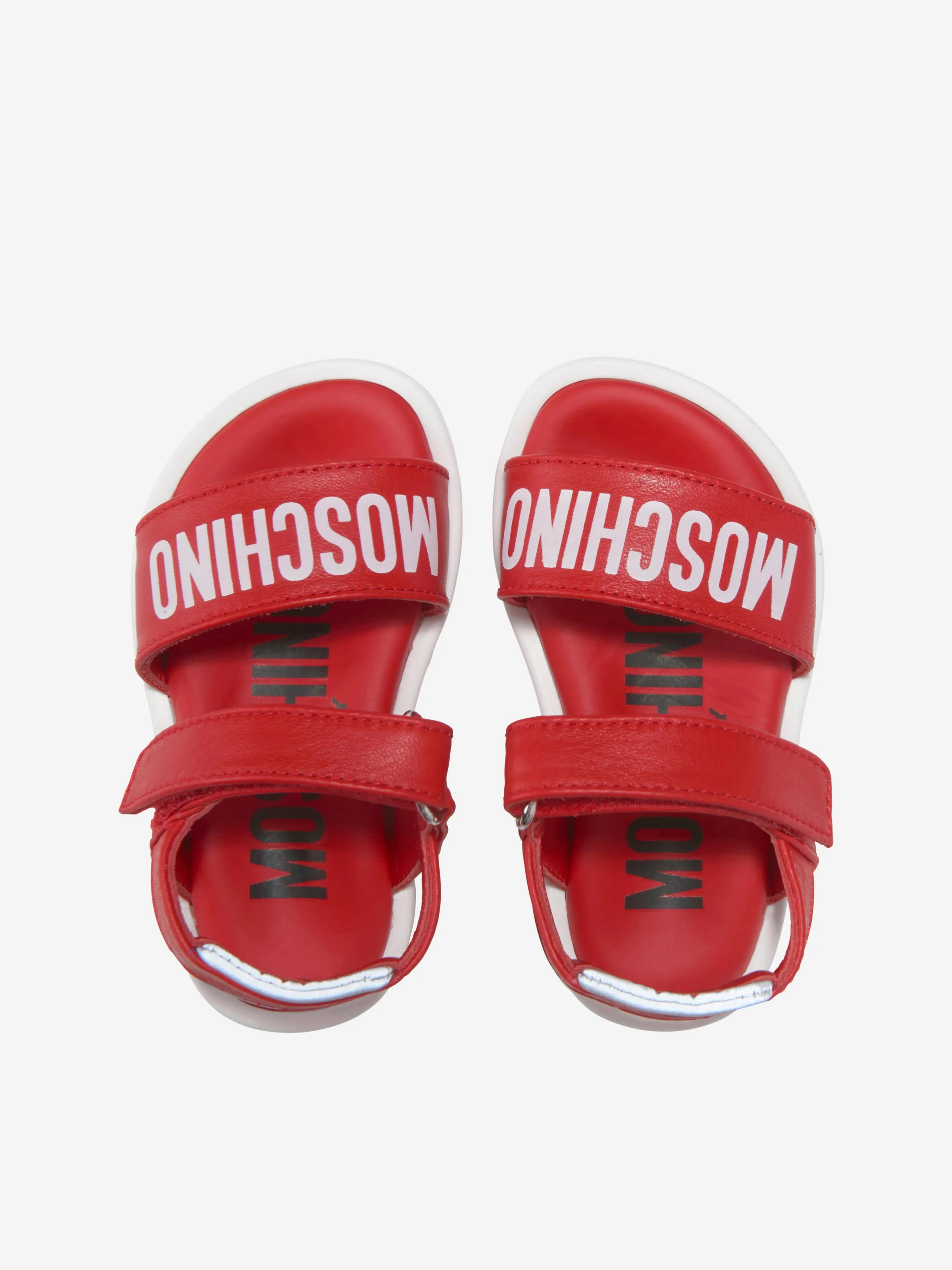 Moschino Boys Leather Logo Print Sandals