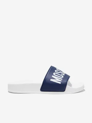 Moschino Kids Maxi Logo Sliders in Navy