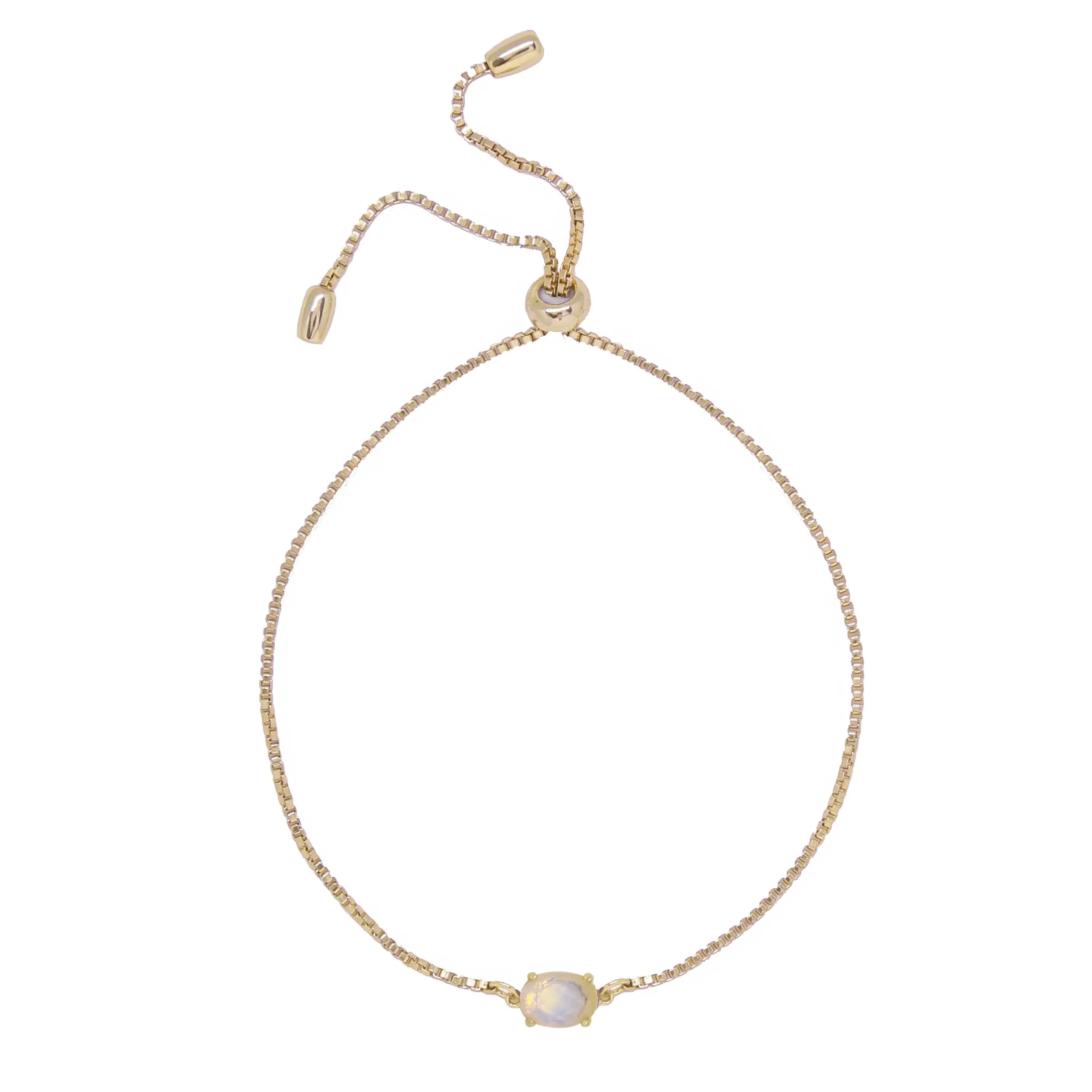 Opal & Gold Adjustable Chain Bracelet