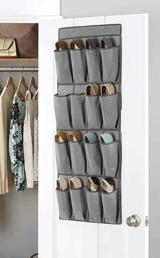 Over the Door Shoe Organizer – Grey – 18" x 44"