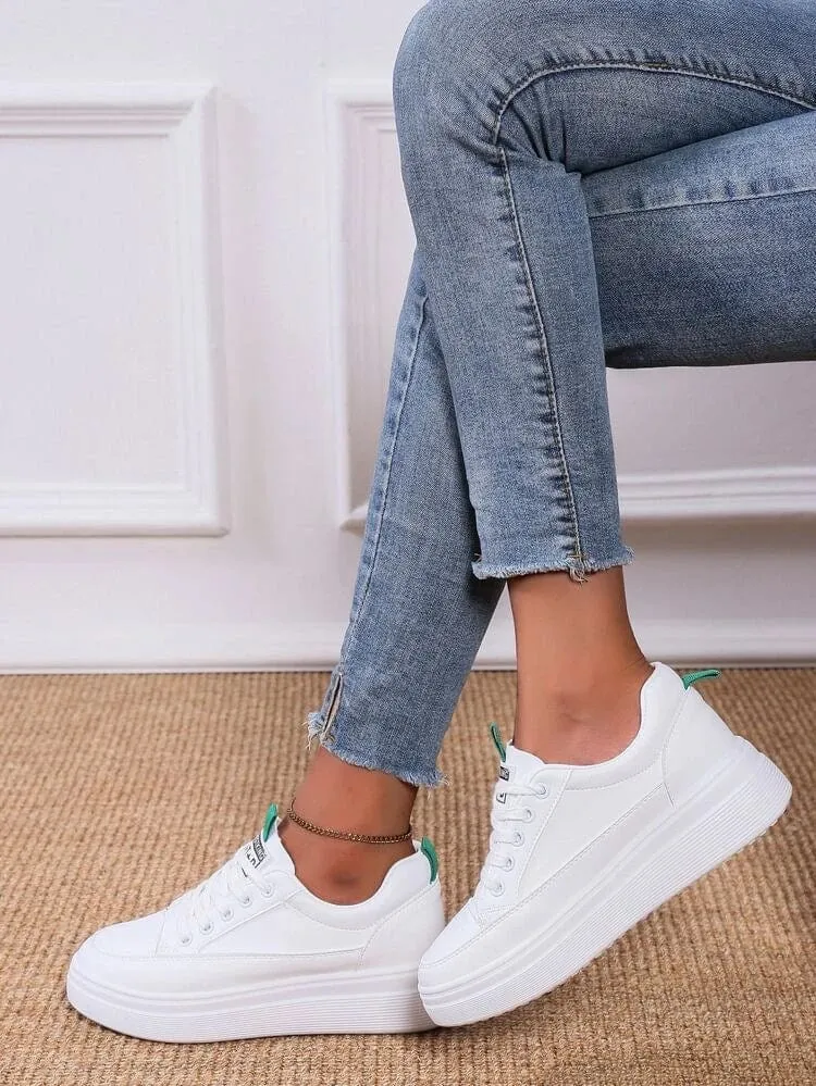 Patch Decor Lace-up Sneakers