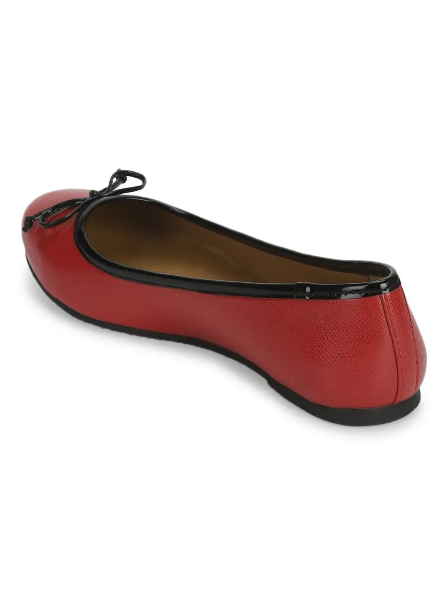 Red PU Bowed Ballerinas