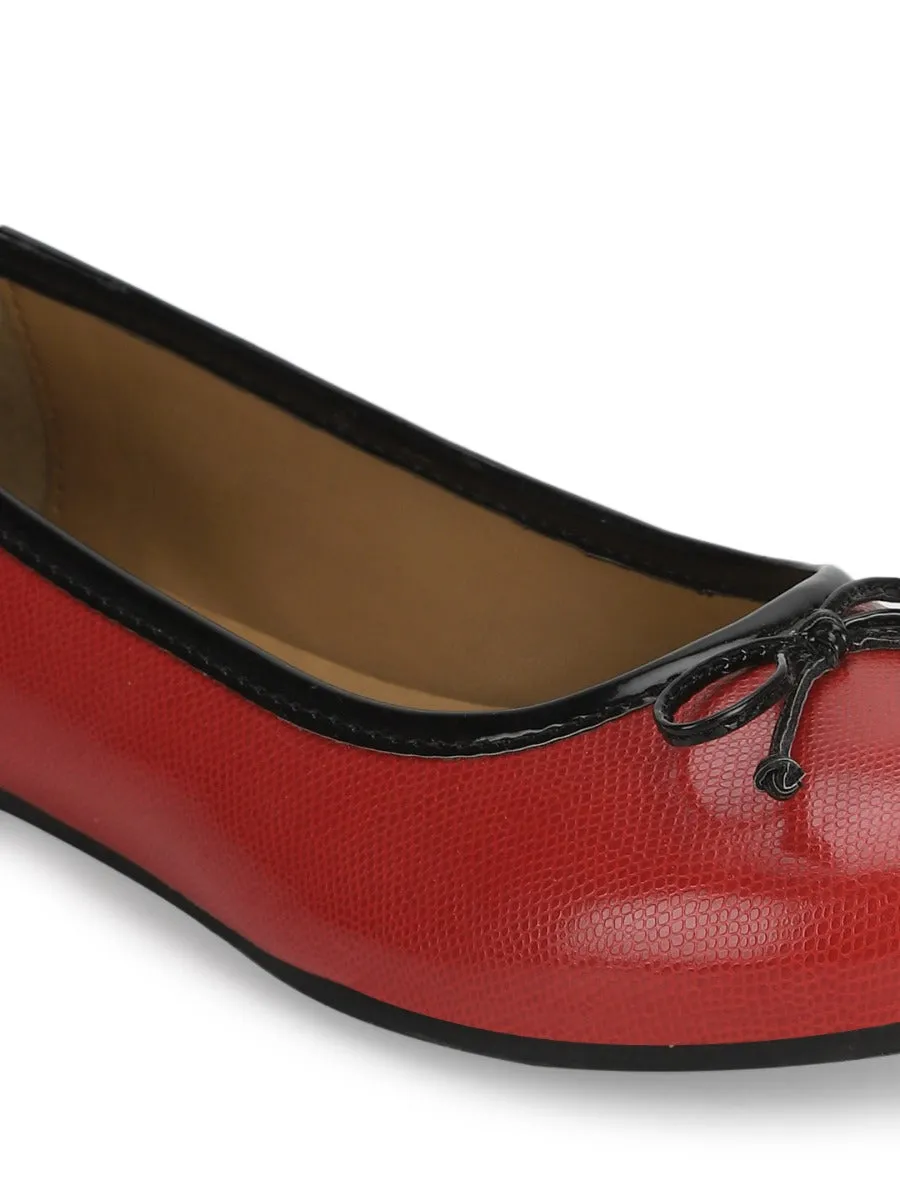 Red PU Bowed Ballerinas