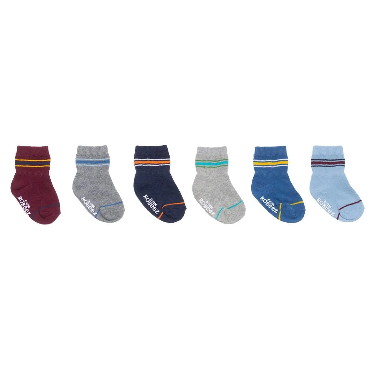 Robeez  6 Pack Infant Socks - Varsity Stripes