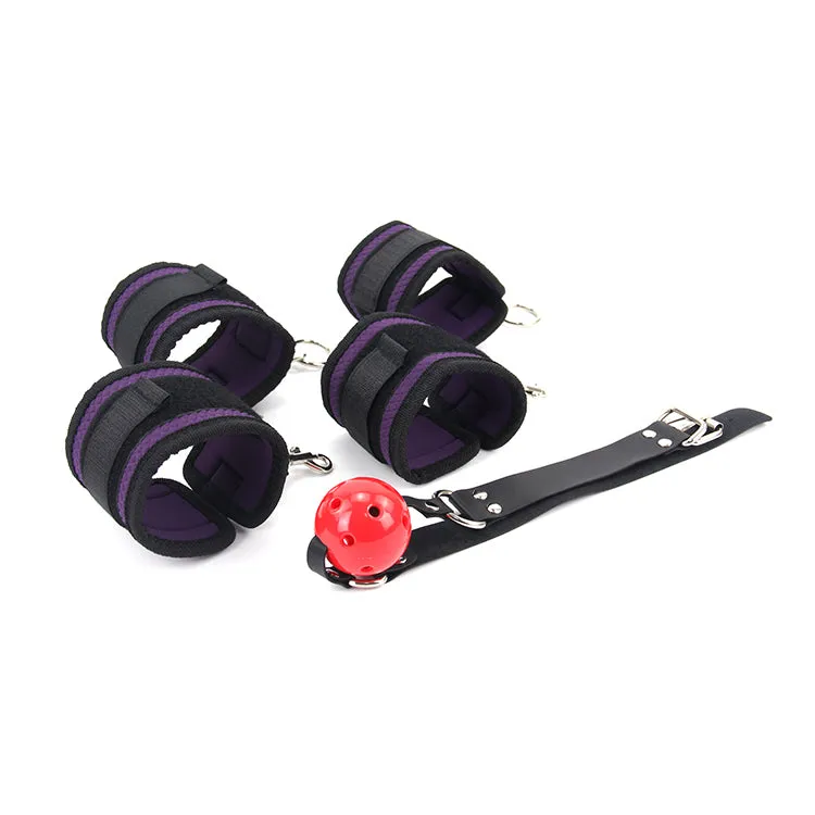 ROOMFUN PU-003 Mouth Ball Gag Bed Restraints Bondage Kit