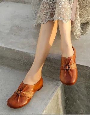 Round Head Leather Cross-border Retro Flat Shoes