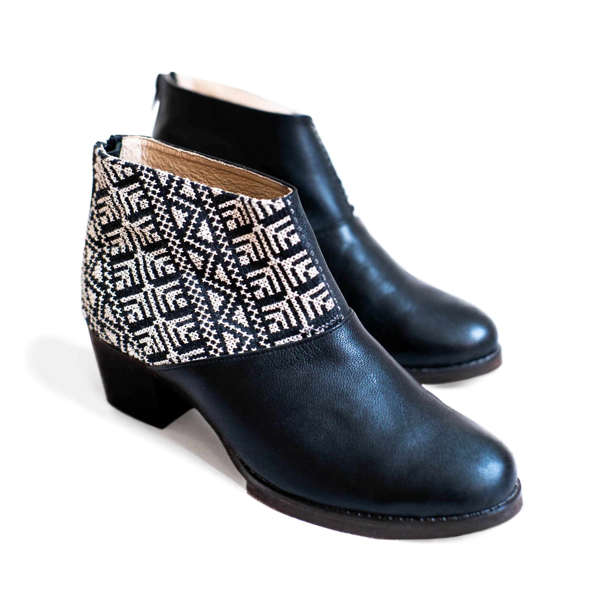 Salma Ankle Boot - Black and Ecru