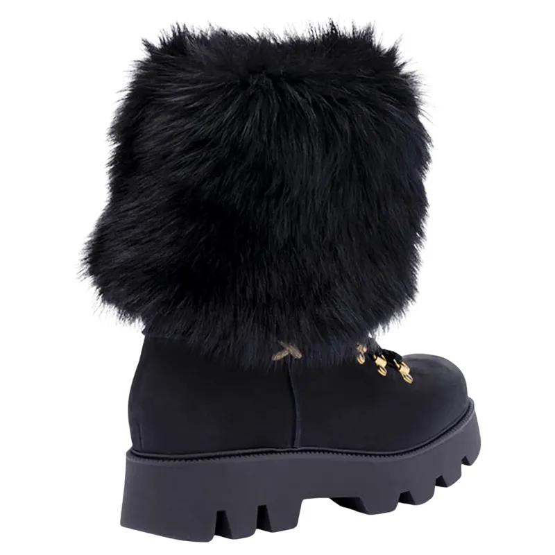 SEICENTO GOAT FUR LACE UP CHUNKY BOOTS