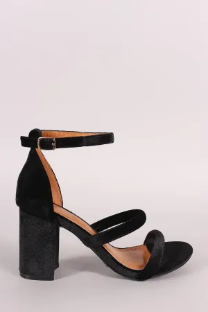 Shoe Republic LA Velvet Triple Straps Blocked Heel