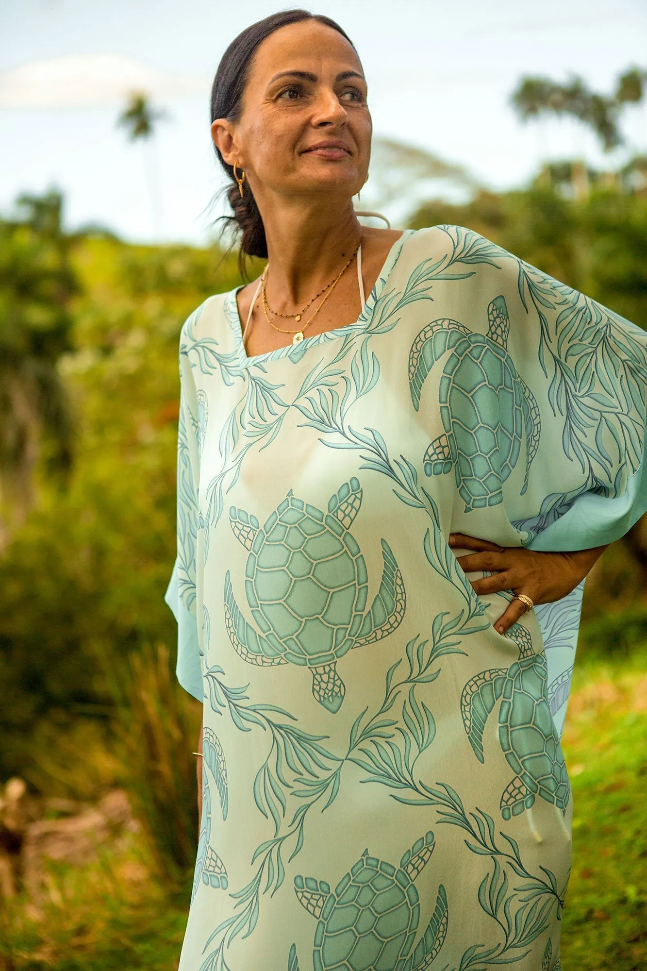 Silk Samantha Kaftan TURTLE TRELLIS