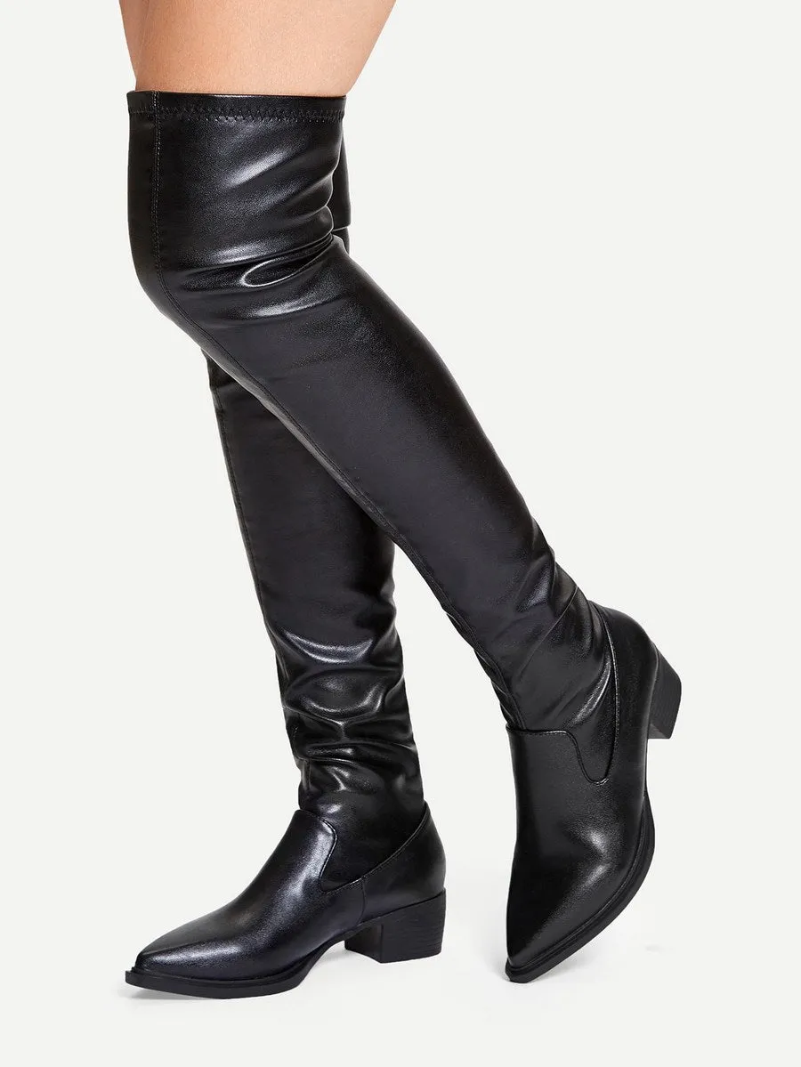 Thigh High Pointed Boots