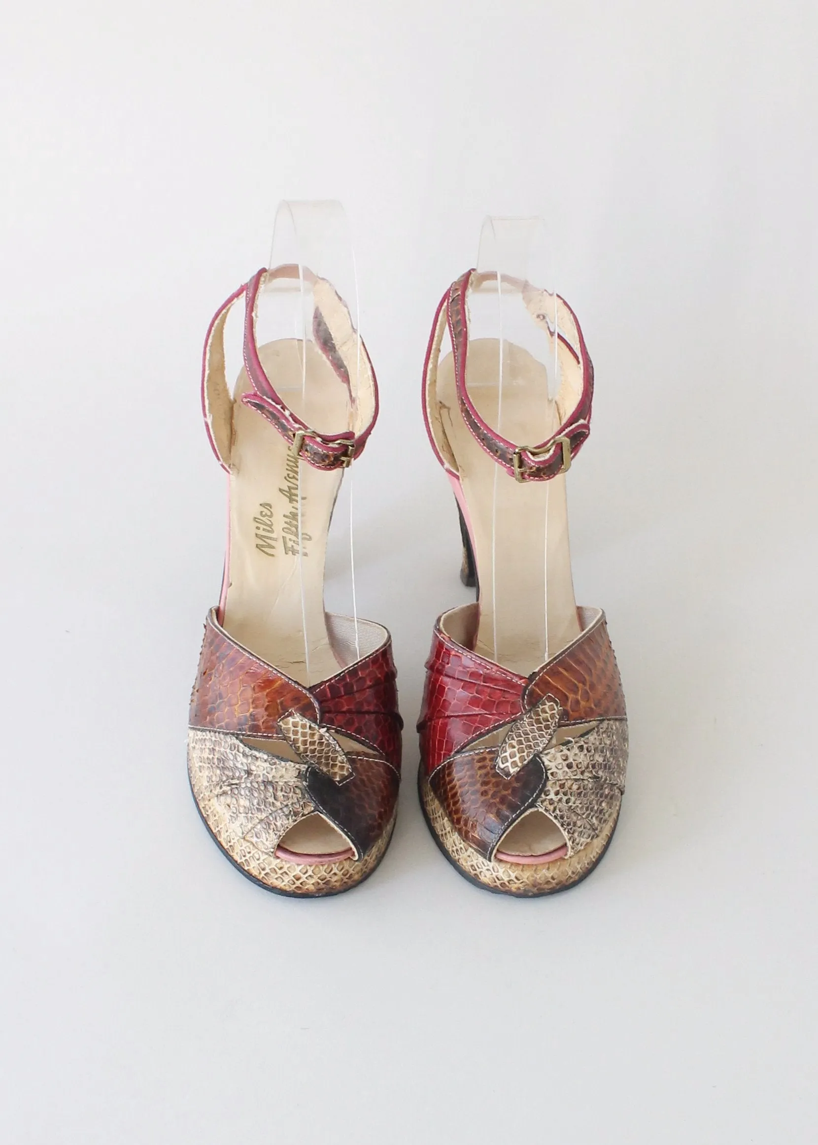 Vintage 1940s Snakeskin Platform Sandals