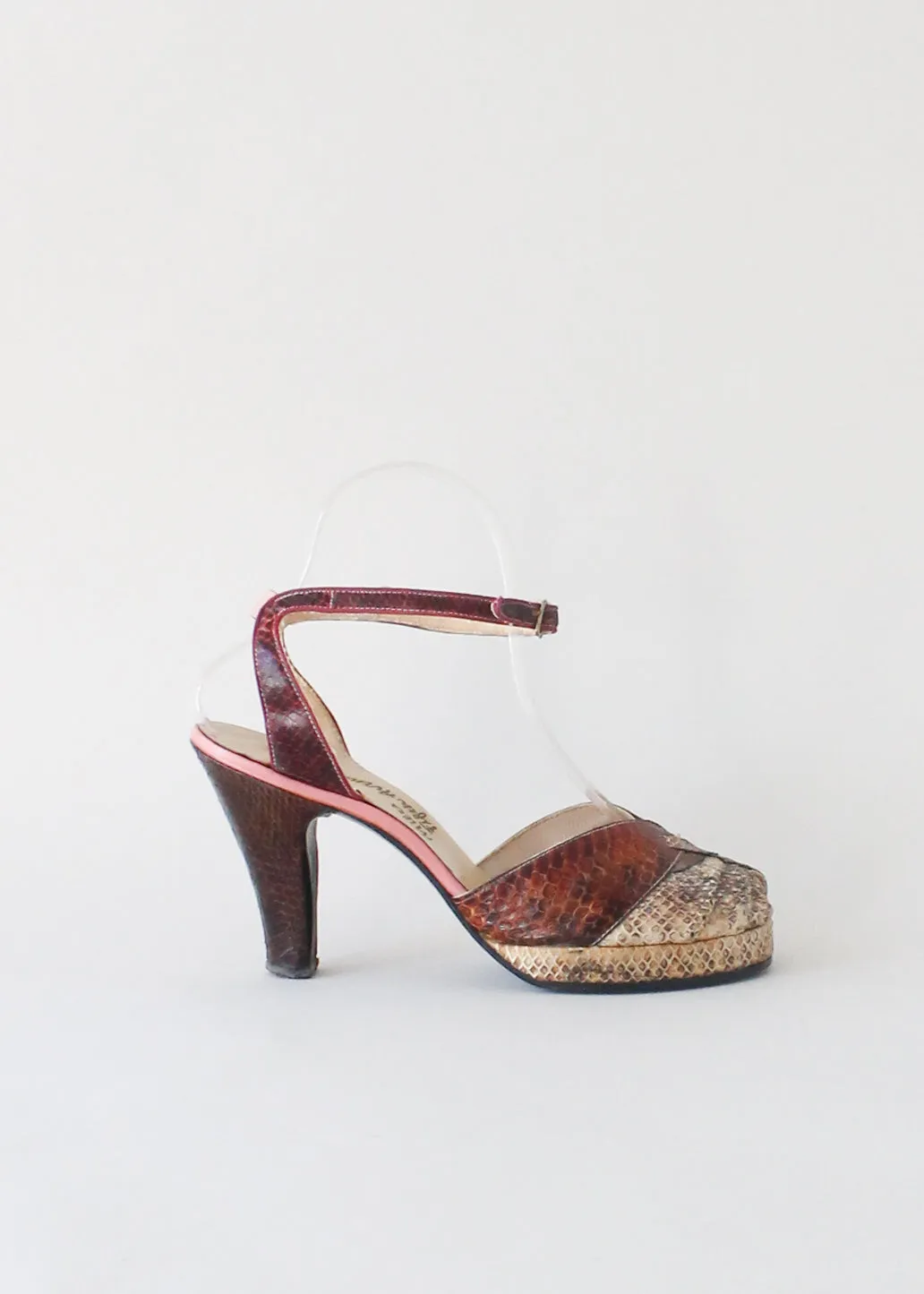 Vintage 1940s Snakeskin Platform Sandals