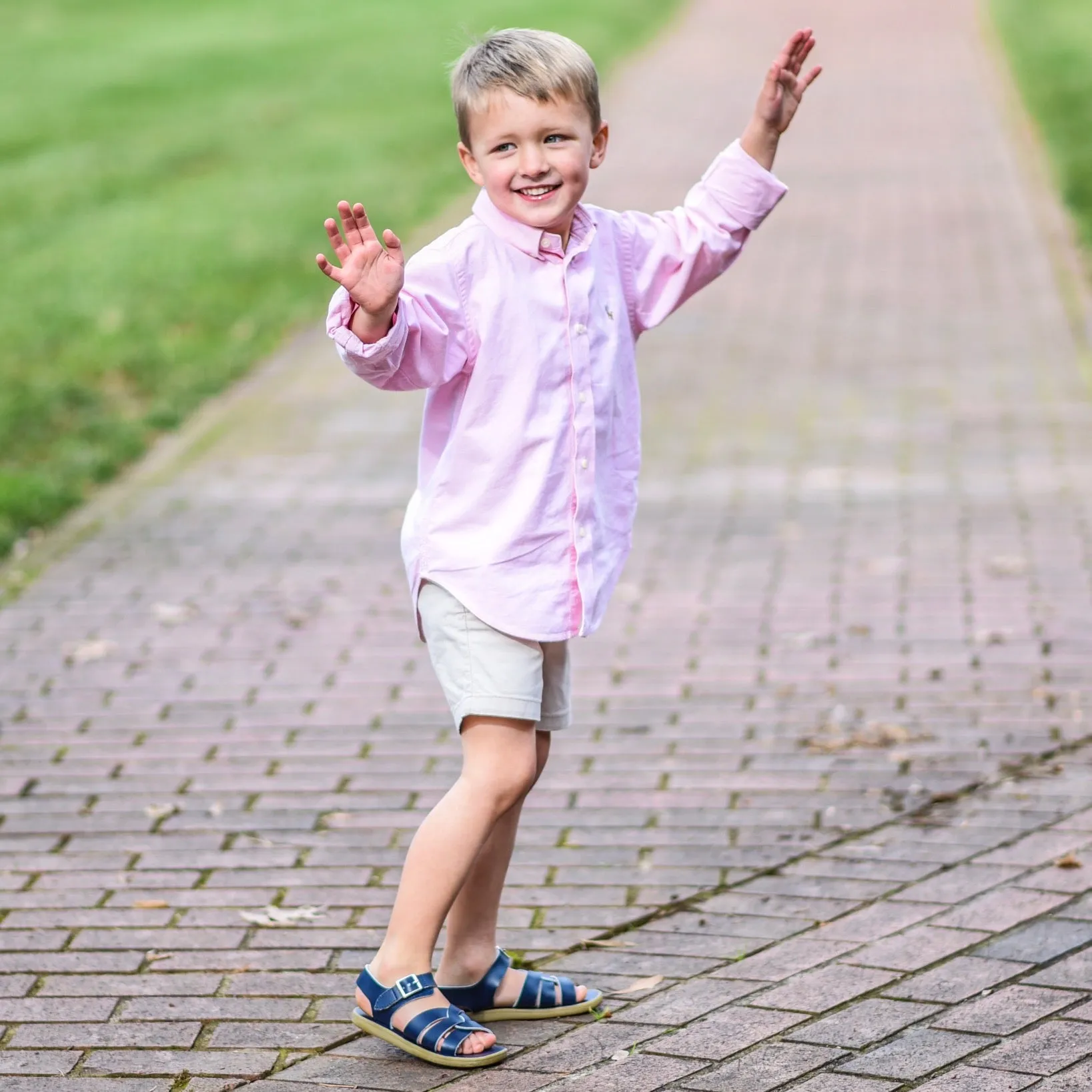 Wave Casual Kid's Sandal - Navy Leather