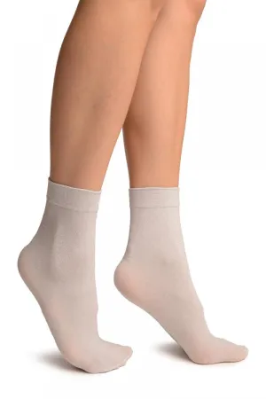 White Silver Lurex Ankle High Socks