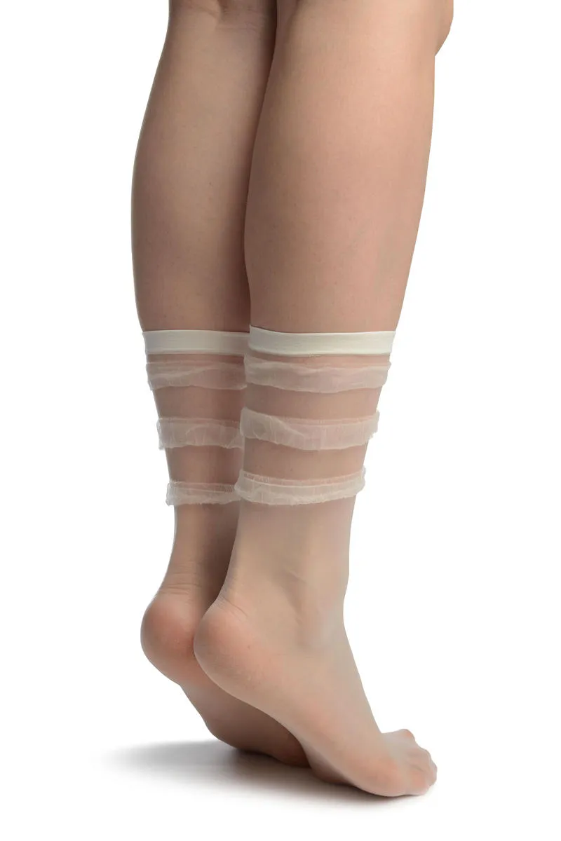 White With Elegant Frills Ankle High Socks