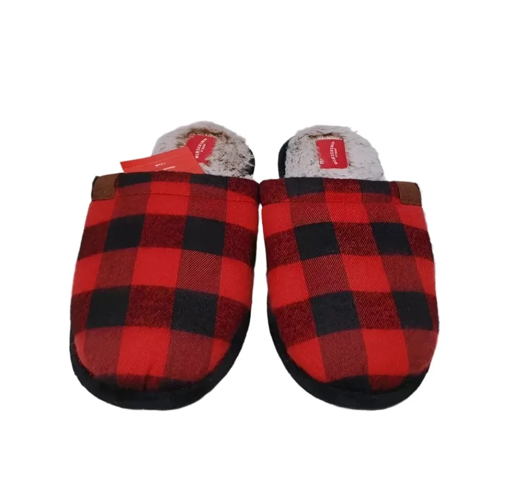 WONDERSHOP - Buffalo Check Plaid Faux Fur Lined Slippers